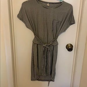 Black and white striped back cut out dress